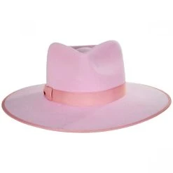Lack Of Color Wool Felt Rancher Fedora Hat - Pink