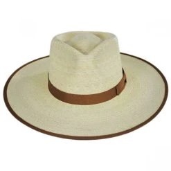 Brixton Hats Jo Palm Straw Rancher Fedora Hat - Natural