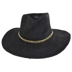 Nikki Beach Monte Carlo Toyo Straw Rancher Hat - Black