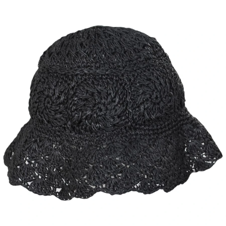 San Diego Hat Company Boho Crochet Toyo Straw Bucket Hat 4 San Diego Hat Company Boho Crochet Toyo Straw Bucket Hat - Image 2