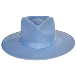 Lack Of Color Wool Felt Rancher Fedora Hat - Light Blue