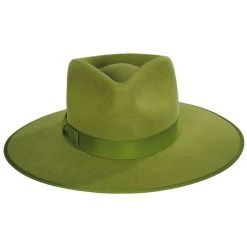 Lack Of Color Wool Felt Rancher Fedora Hat - Light Green