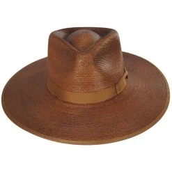 Brixton Hats Jo Palm Straw Rancher Fedora Hat - Rust