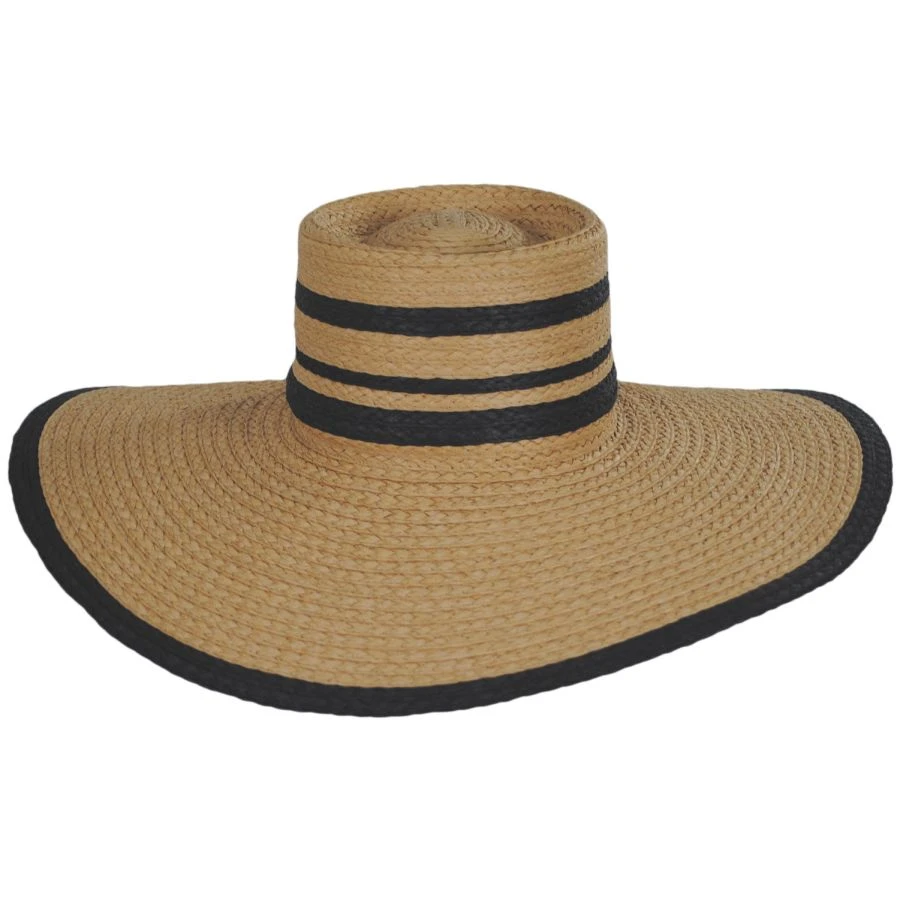 Jeanne Simmons Striped Wide Brim Toyo Straw Boater Hat 3 Jeanne Simmons Striped Wide Brim Toyo Straw Boater Hat