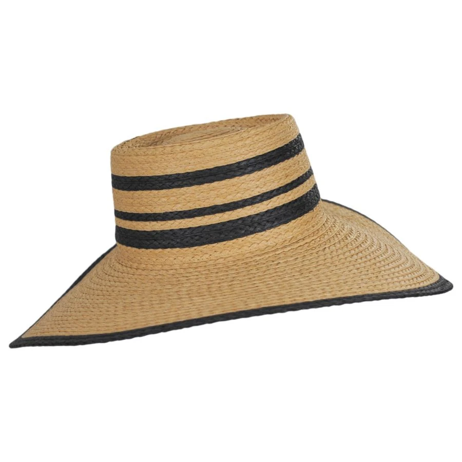 Jeanne Simmons Striped Wide Brim Toyo Straw Boater Hat 4 Jeanne Simmons Striped Wide Brim Toyo Straw Boater Hat - Image 2