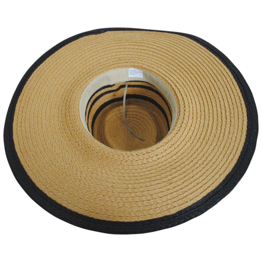 Jeanne Simmons Striped Wide Brim Toyo Straw Boater Hat 5 Jeanne Simmons Striped Wide Brim Toyo Straw Boater Hat - Image 3