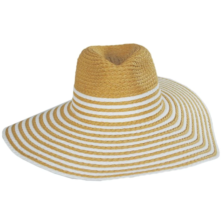Jeanne Simmons Striped Wide Brim Toyo Straw Fedora Hat 3 Jeanne Simmons Striped Wide Brim Toyo Straw Fedora Hat