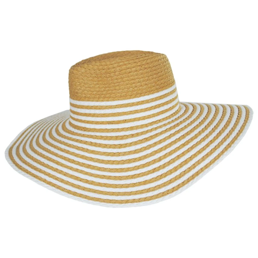 Jeanne Simmons Striped Wide Brim Toyo Straw Fedora Hat 4 Jeanne Simmons Striped Wide Brim Toyo Straw Fedora Hat - Image 2