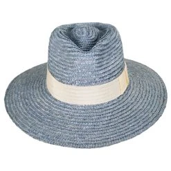 Brixton Hats Joanna Petite Brim Wheat Straw Fedora Hat - Light Gray