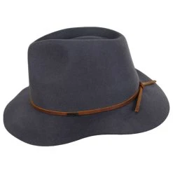 Brixton Hats Wesley Wool Felt Floppy Fedora Hat - Dark Gray -Brixton Hats shop 441605