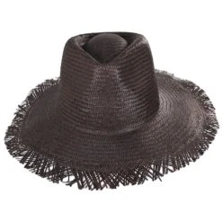 Brixton Hats Jo Toyo Straw Frayed Fedora Hat - Dark Brown