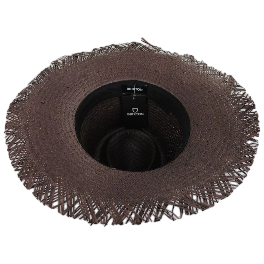 Brixton Hats Jo Toyo Straw Frayed Fedora Hat - Dark Brown 5 Brixton Hats Jo Toyo Straw Frayed Fedora Hat - Dark Brown - Image 3