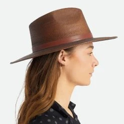 Brixton Hats Field Proper Palm Straw Fedora Hat -Brixton Hats shop 444108