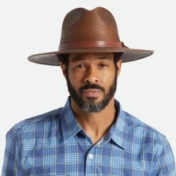 Brixton Hats Field Proper Palm Straw Fedora Hat -Brixton Hats shop 444111