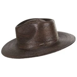 Brixton Hats Marcos Palm Straw Fedora Hat - Dark Brown -Brixton Hats shop 444579