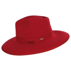 Brixton Hats Jo Wool Felt Rancher Fedora Hat - Red -Brixton Hats shop 446799
