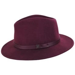 Brixton Hats Messer Wool Felt Fedora Hat - Maroon -Brixton Hats shop 449054