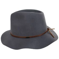 Brixton Hats Wesley Wool Felt Floppy Fedora Hat - Gray -Brixton Hats shop 449510