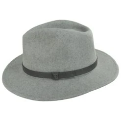 Brixton Hats Messer Melange Wool Felt Fedora Hat - Gray/Dark Gray -Brixton Hats shop 456546