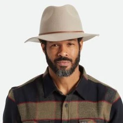 Brixton Hats Wesley Wool Felt Floppy Fedora Hat - Tan -Brixton Hats shop 458789