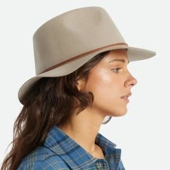 Brixton Hats Wesley Wool Felt Floppy Fedora Hat - Tan -Brixton Hats shop 458792