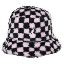 Kangol Checkerboard Faux Fur Bucket Hat