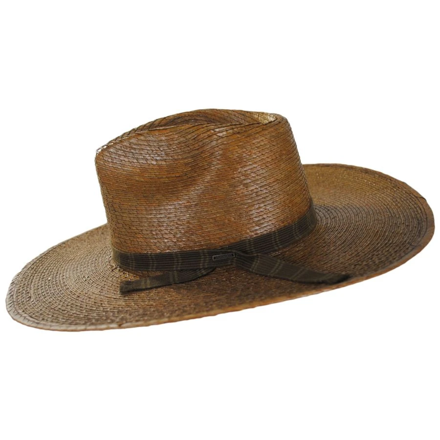 Brixton Hats Leigh Palm Straw Fedora Hat - Toffee 4 Brixton Hats Leigh Palm Straw Fedora Hat - Toffee - Image 2