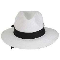 Karen Keith Back Bow & Tail Toyo Straw Safari Fedora Hat